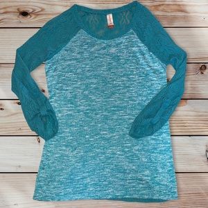 3/4 Sleeve Burn Out Jersey - Aqua and White - Size XL